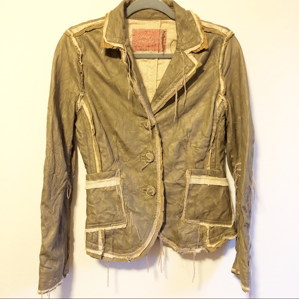 Shangrila Boho Chic Metallic Real Leather Jacket
